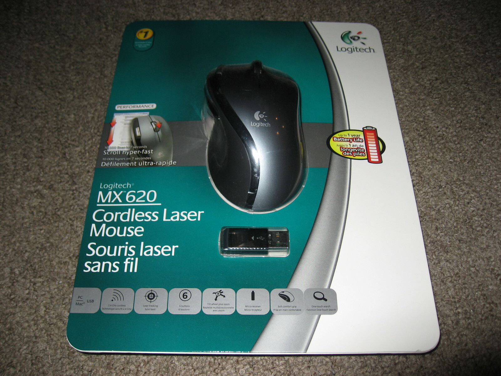 Logitech MX 620 Cordless Laser Mouse - NEW Sealed