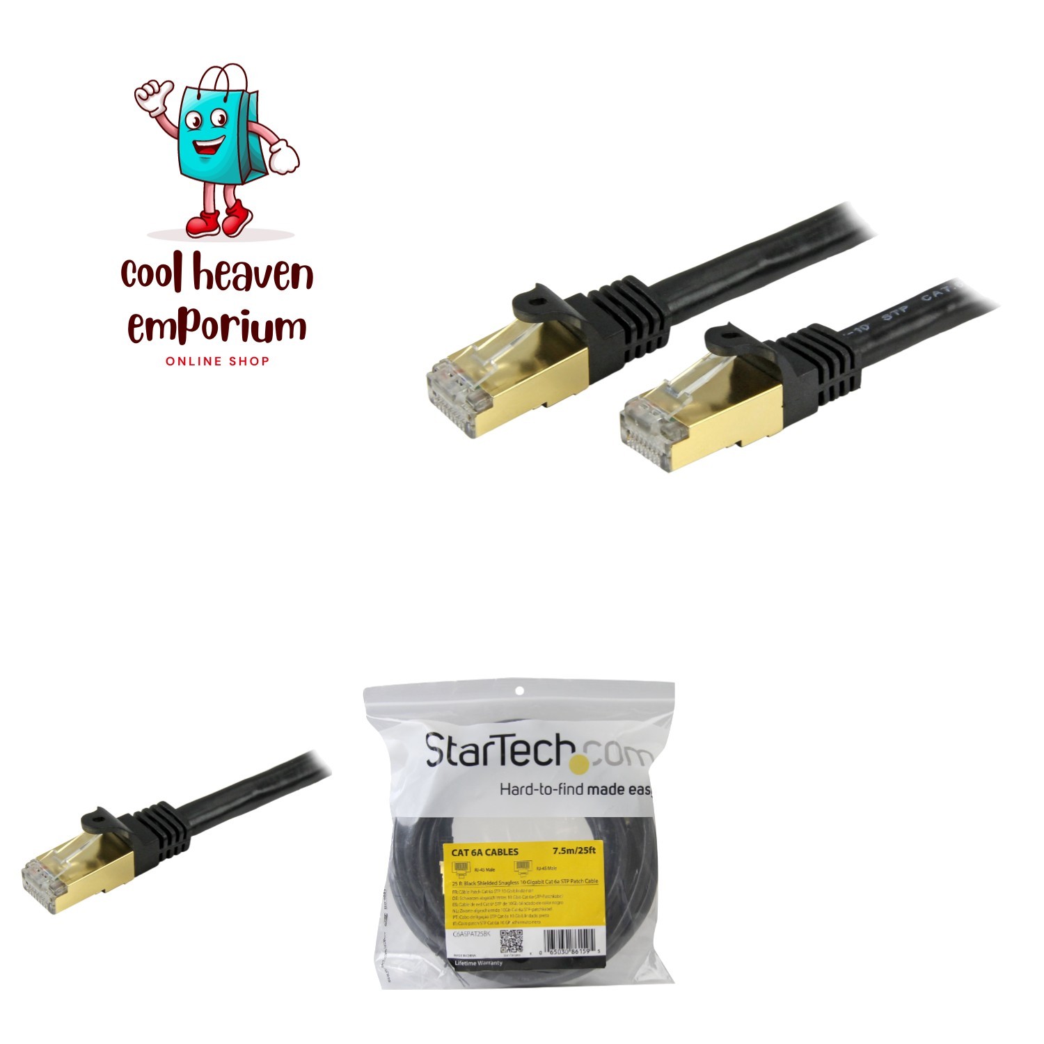 StarTech 25ft Snagless Cat6a Ethernet Cable - Shielded for Secure Connection