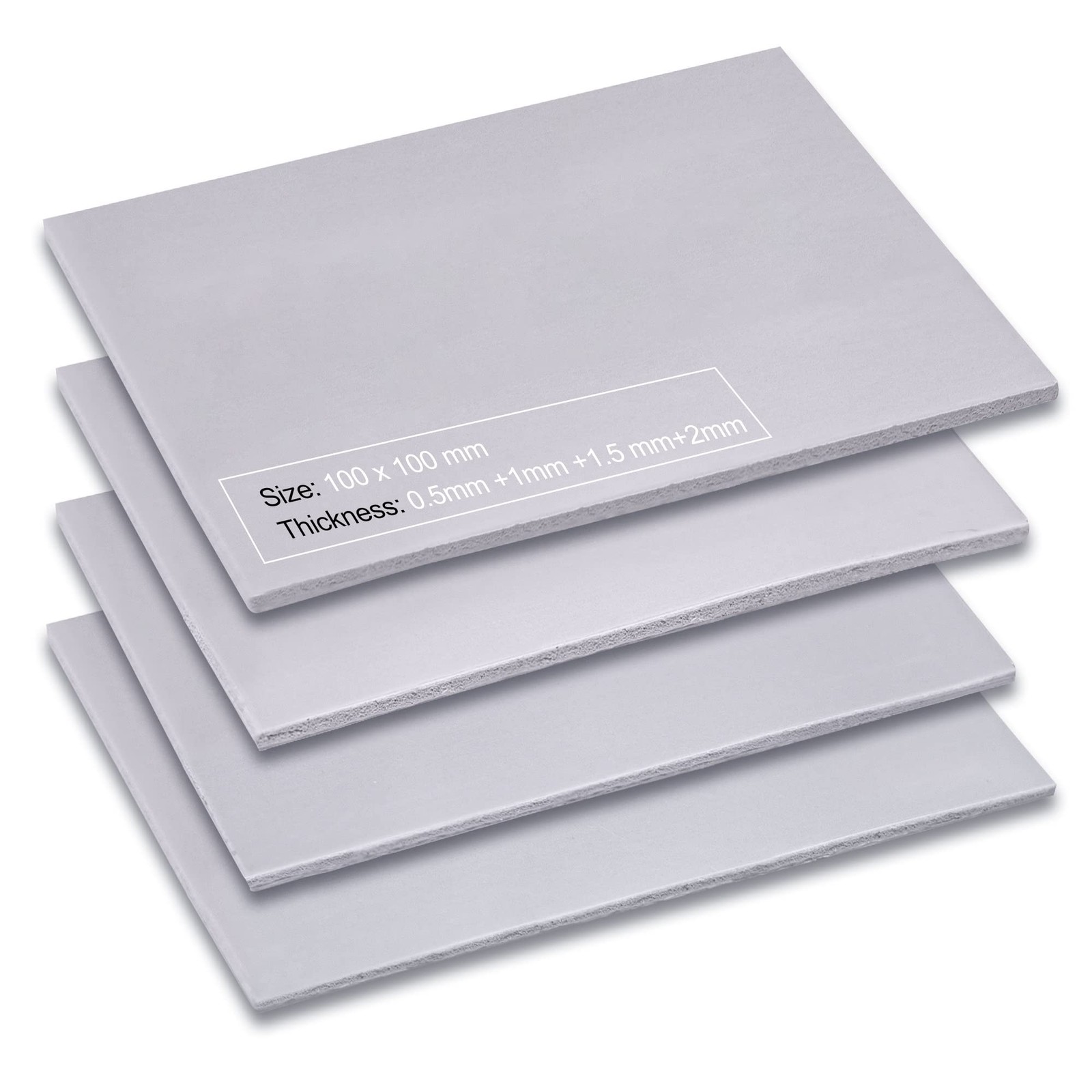 Aairhut 4 Pack 13 W/m.K Thermal Pads, 100 x 100 mm 100x100mm-4 Pack, 13W Gray 
