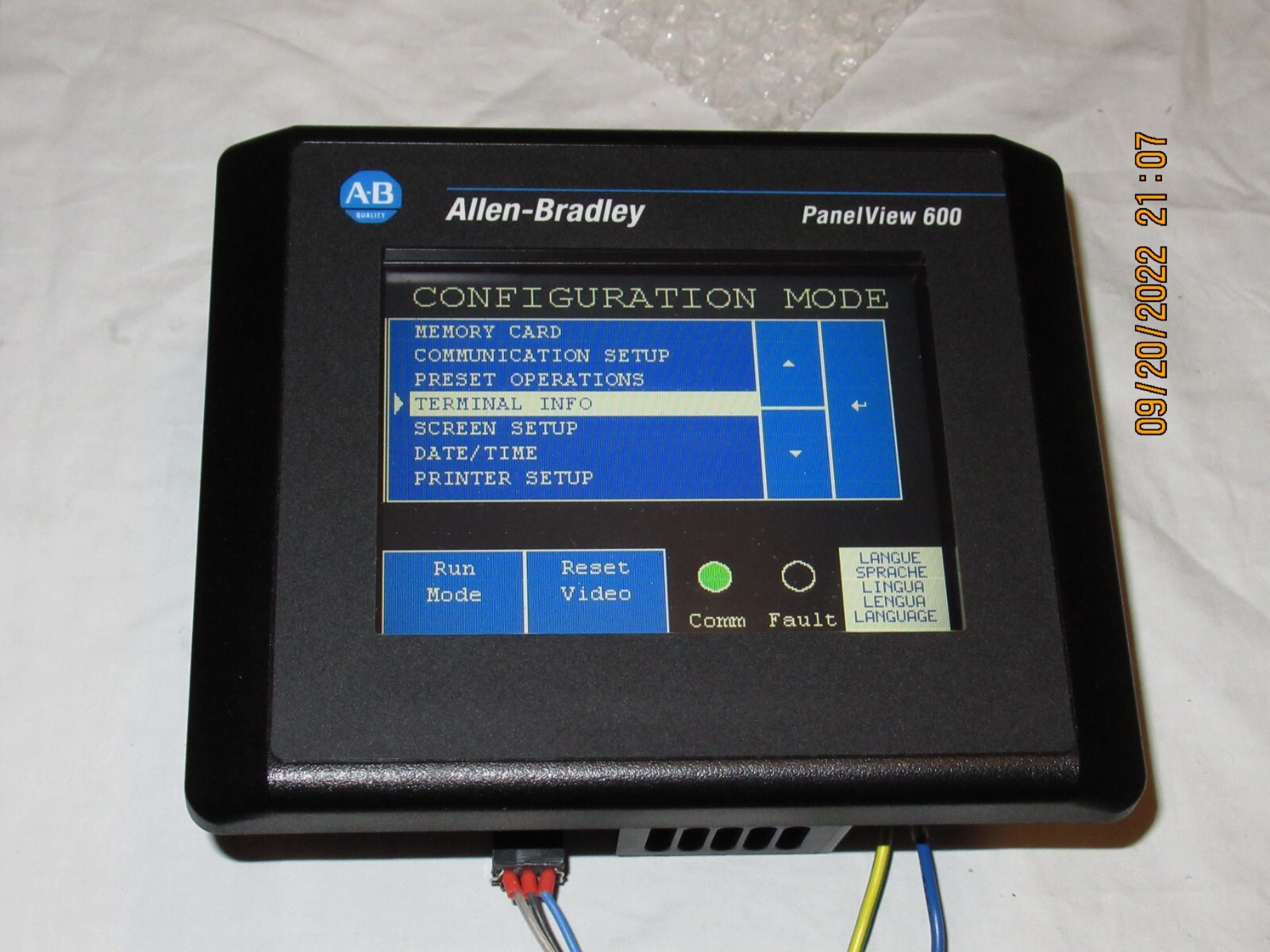 ALLEN BRADLEY PANELVIEW 600 2711-T6C8L1/B FW 4.48, 2012 Excellent Used Tested