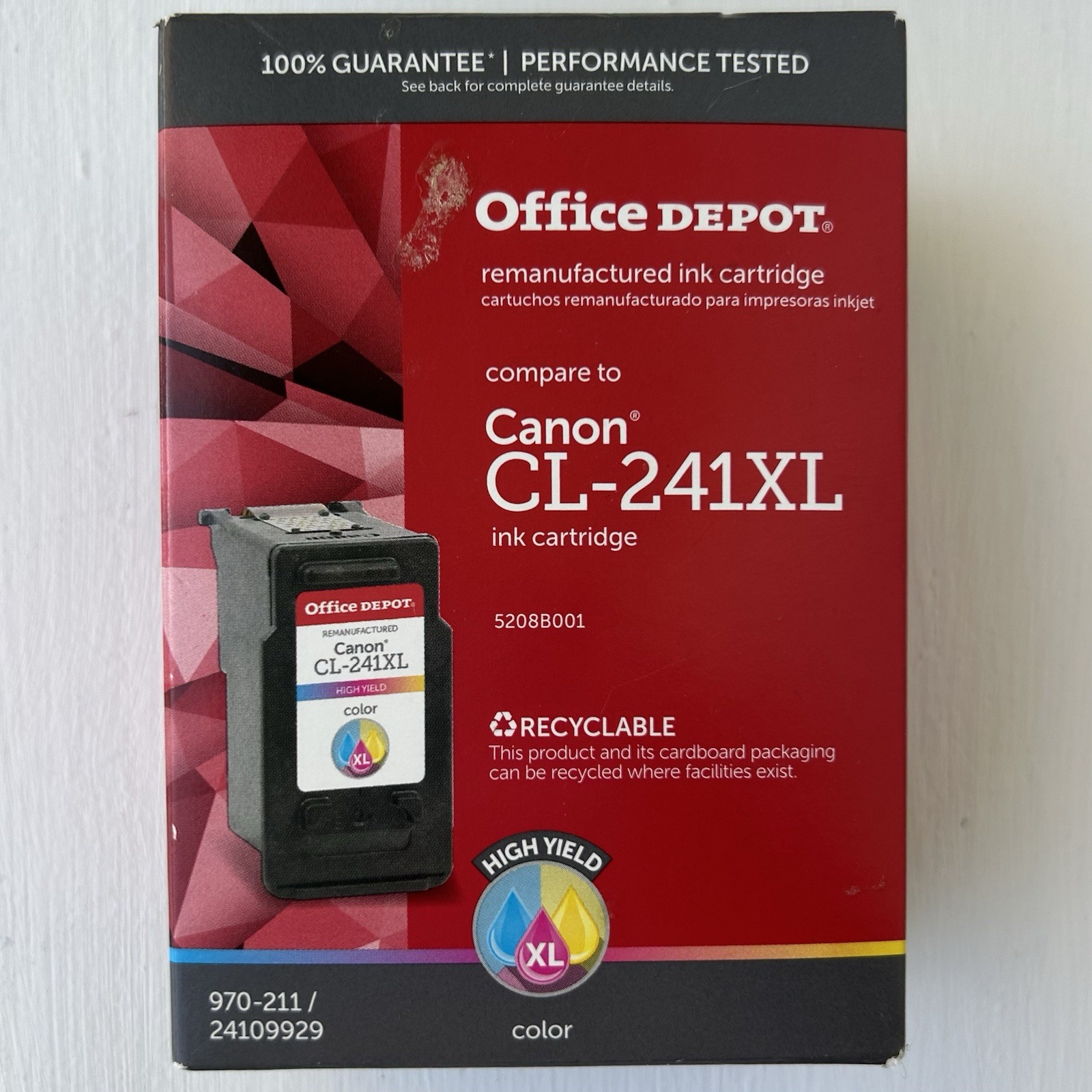 Office Depot Ink High-Yield Tricolor Ink Comparable To Canon CL-241XL ✅