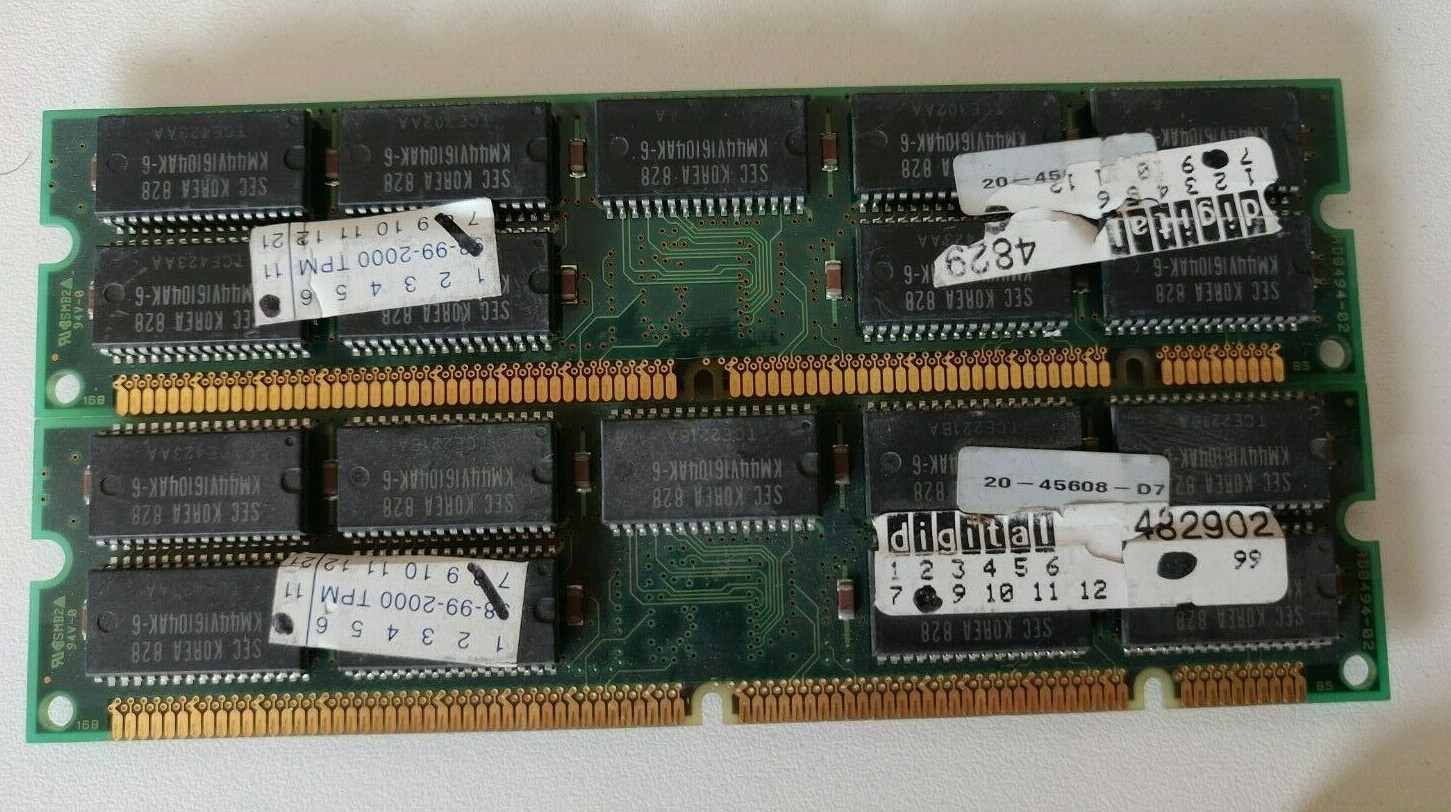 2x DEC 20-45608-D7 128MB EDO 60NS ECC DIMM MEMORY for 1200 3200/320 Servers **