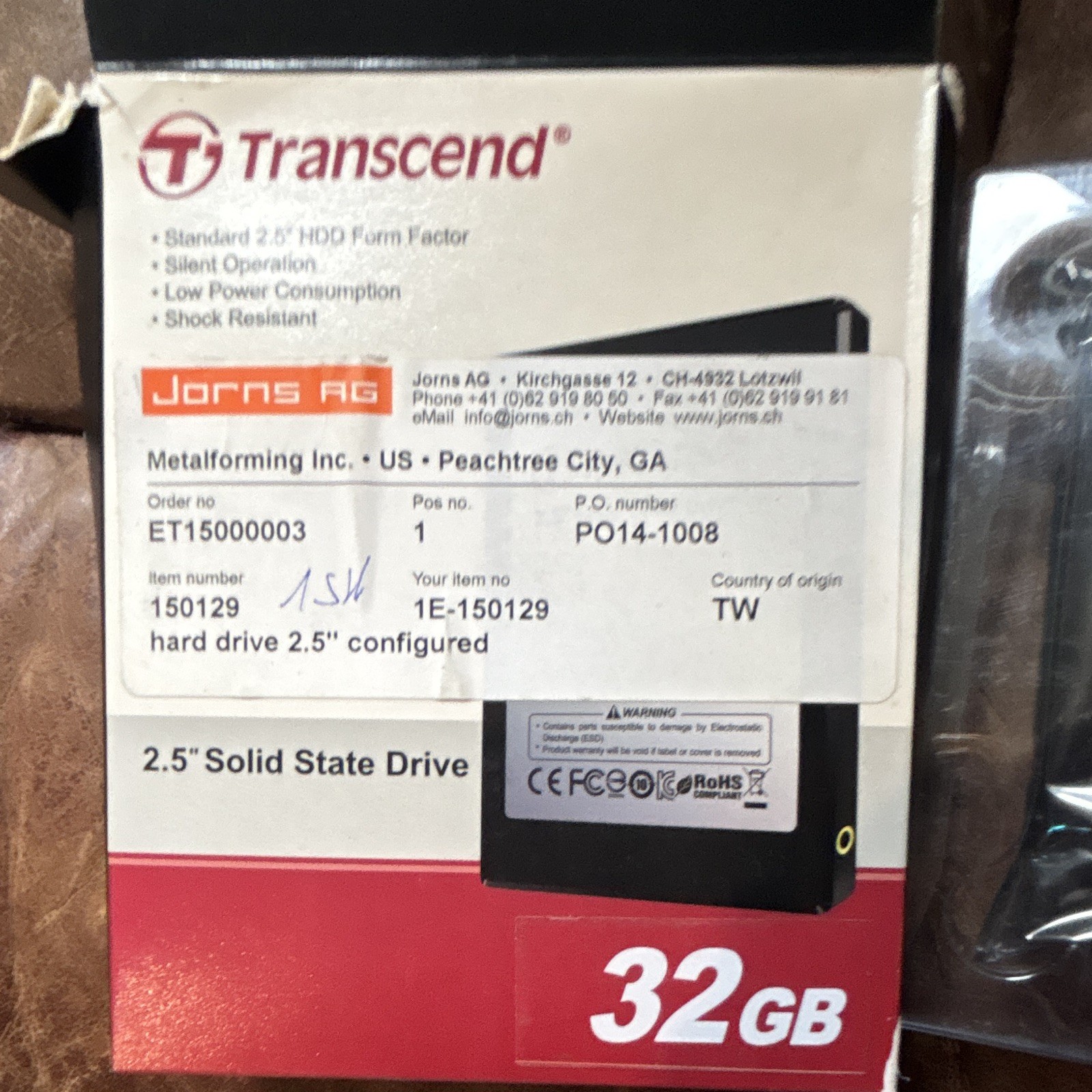Transcend 32GB 2.5in SATA Internal SSD 7mm Silent Low Power Shock Resistant