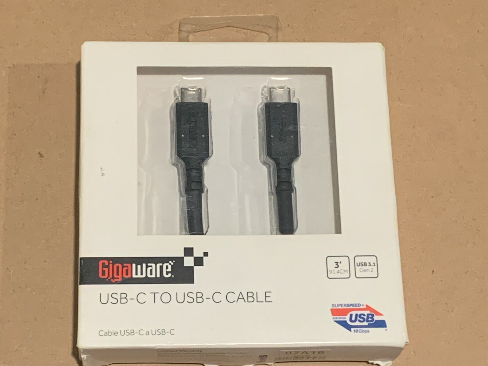 3-Foot USB-C Male to USB-C Male Cable, Black, USB 3.1 Gen 2, 10Gbps Superspeed+