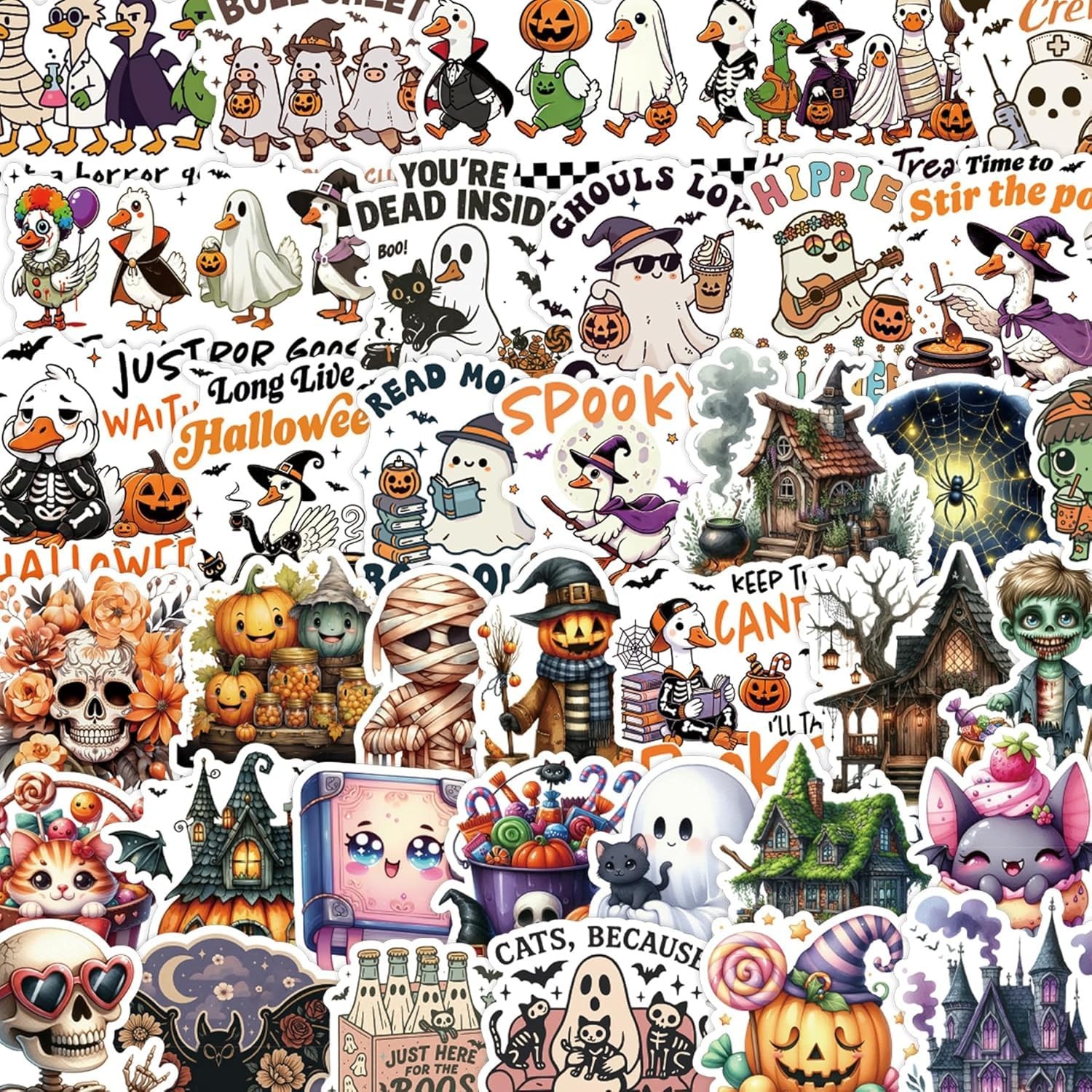 Halloween Stickers 109 PCS - Cute Spooky Ghost, Witch, Pumpkin for Boo