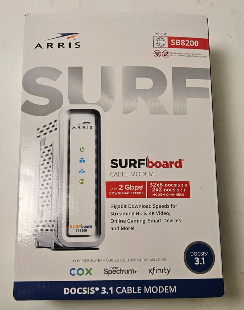 ARRIS - SURFboard SB8200 32 x 8 DOCSIS 3.1 Gig-Speed Cable Modem - White