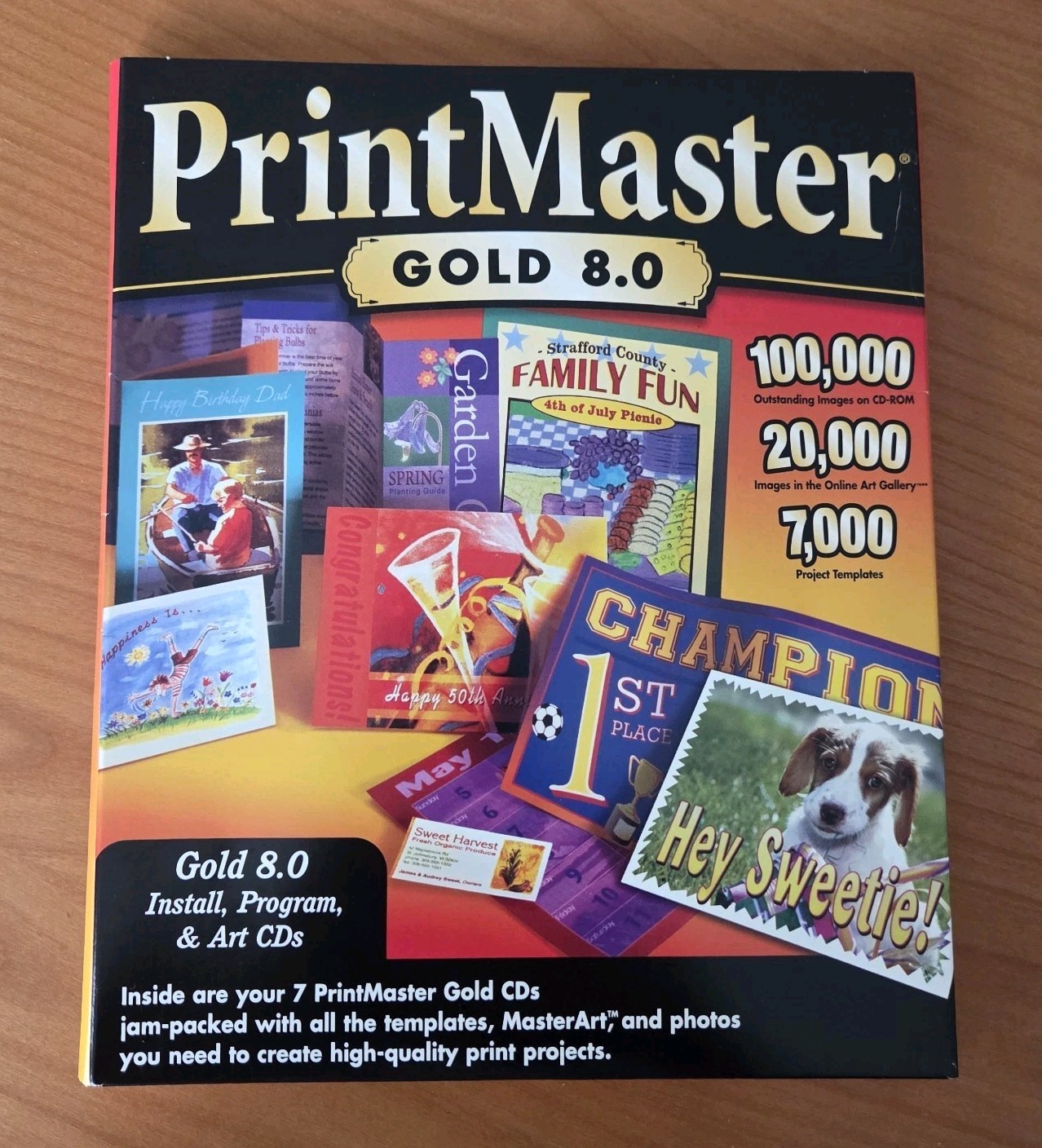 Vintage Big Box PrintMaster Gold 8.0 Install + Art CDs Set Windows 95/98 NT
