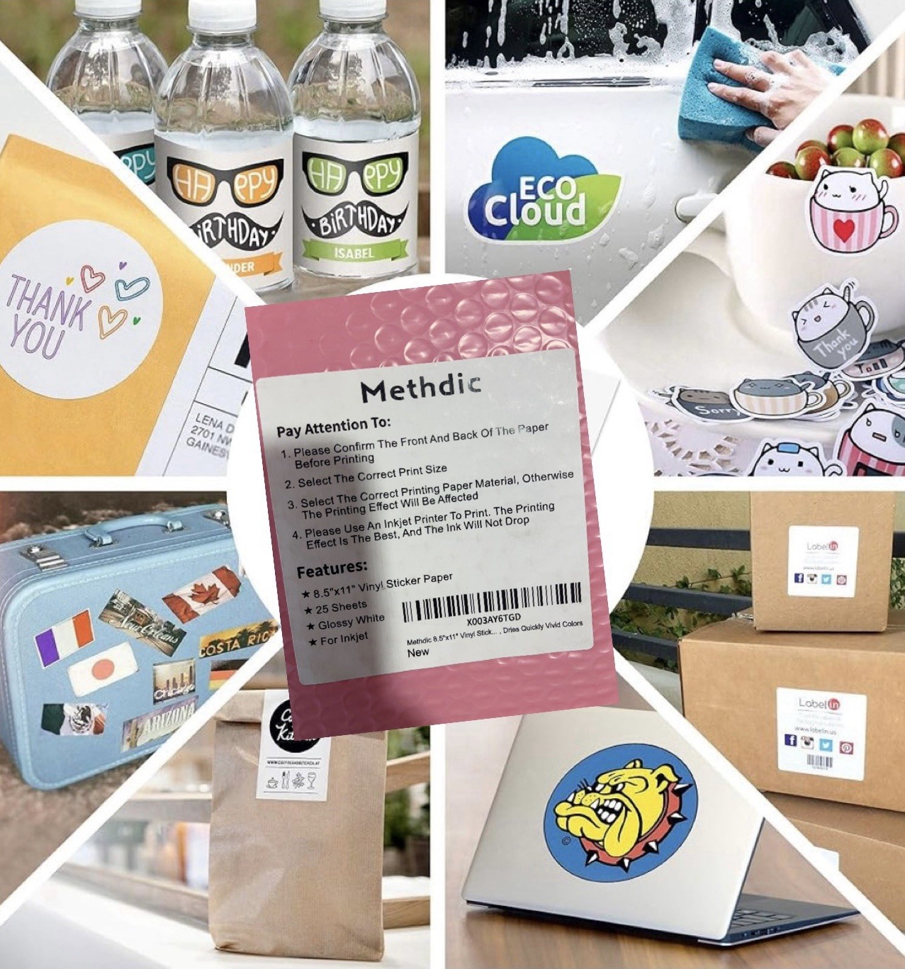 50 pcs glossy white vinyl sticker paper for inkjet printer