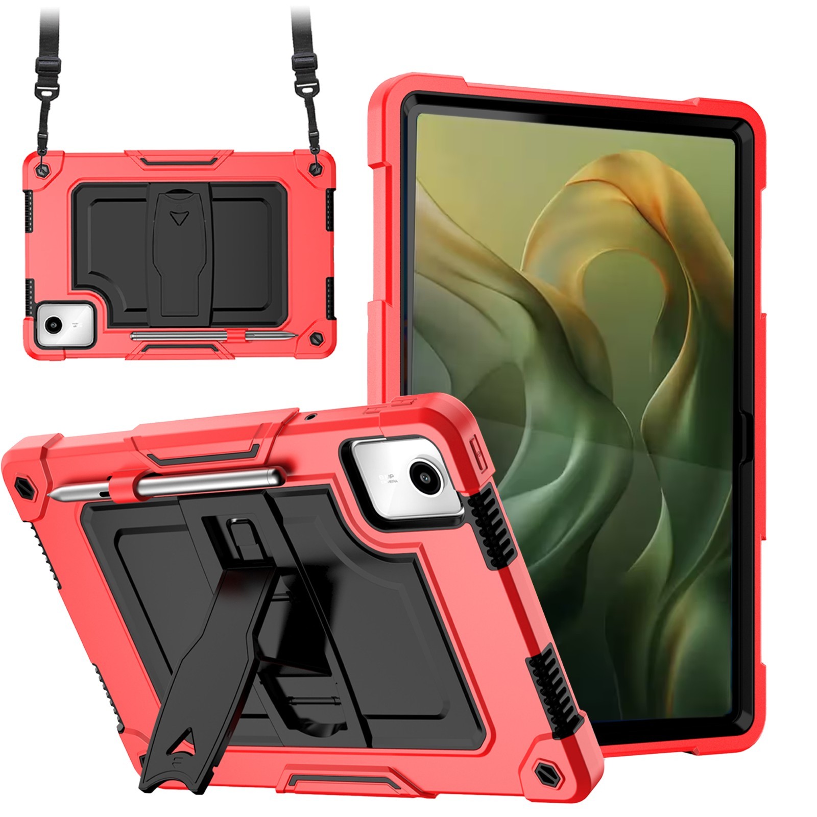 Moto Pad 2026 Tablet Case Rugged Shockproof Cover w/ Kickstand Strap Holder