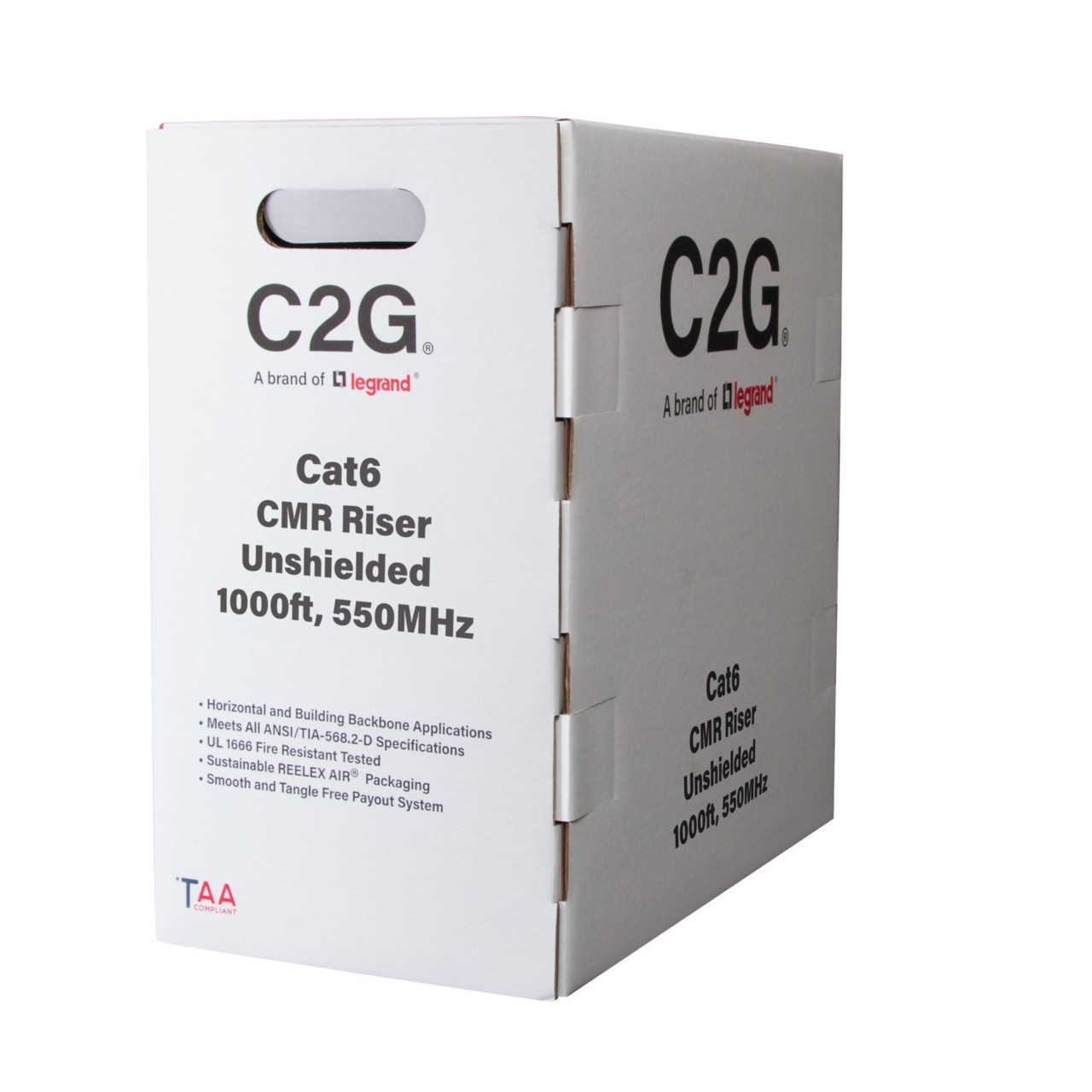C2G 1000ft Compliant Cat6 Bulk Unshielded Ethernet Network Cable Orange C2G56038