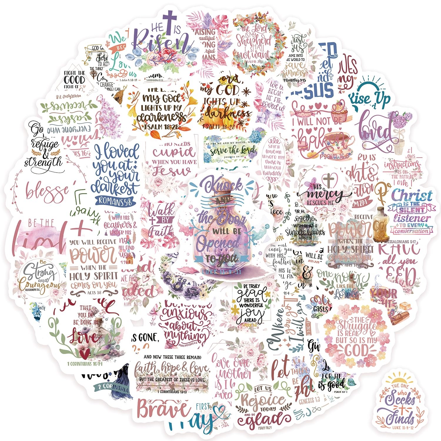 300pcs SLAPAFLIFE Inspirational Christian Stickers - Bible Verse Colorful