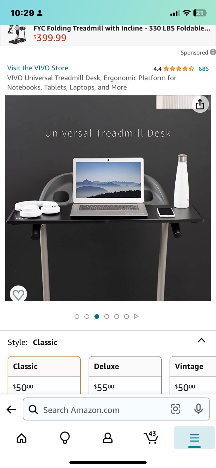 VIVO Universal Laptop Treadmill Desk Attachment | Notebook Stand for Treadmills