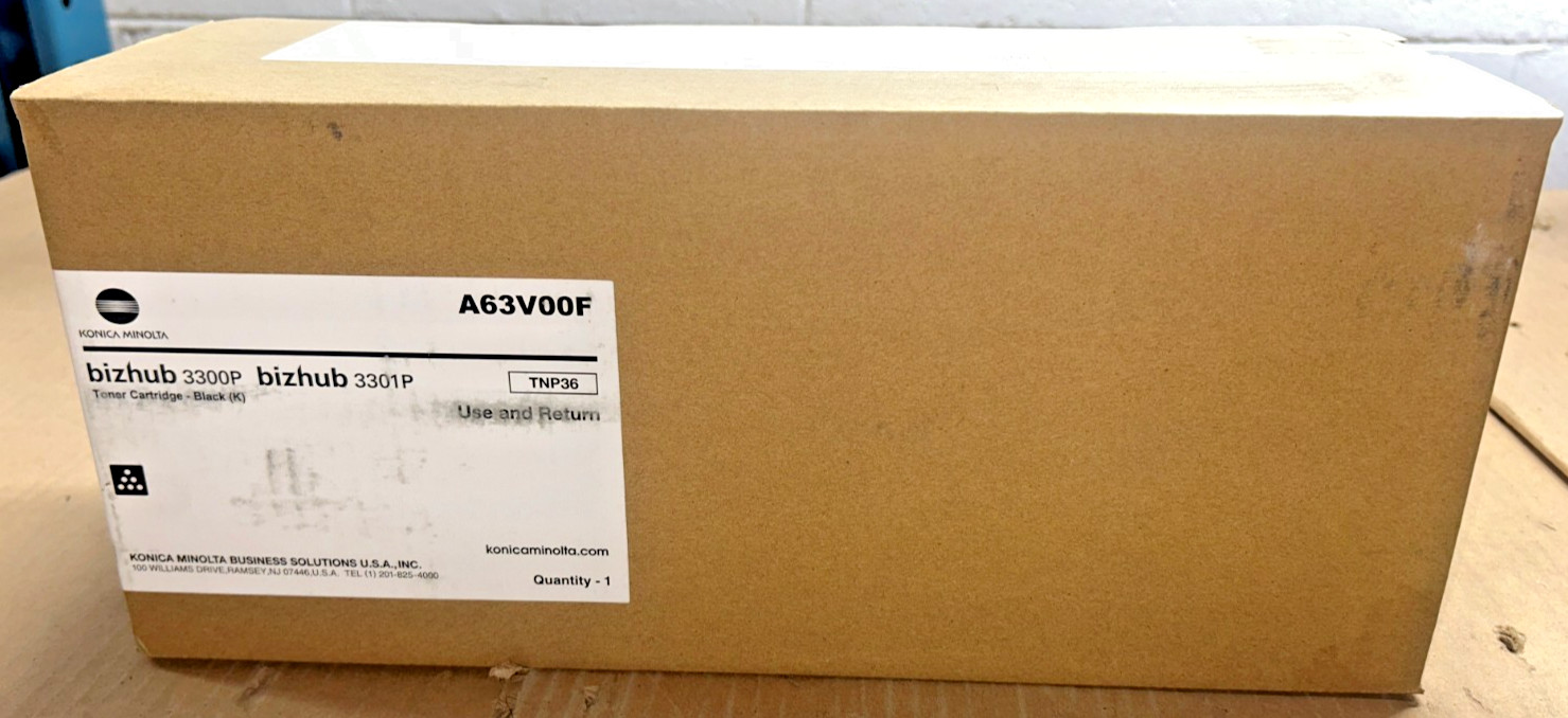 Genuine Konica Minolta A63V00F / TNP-36 / TNP36 Black Toner for bizhub 3300P
