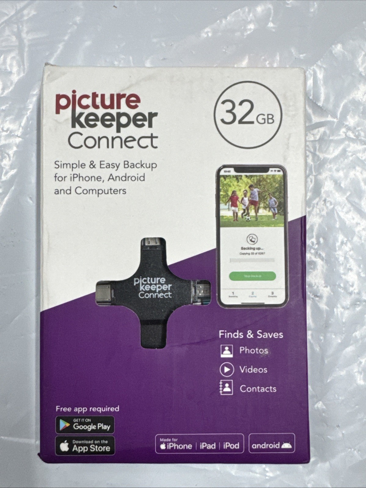 Picture Keeper Connect 32GB Photo Backup Drive iPhone Android Computer - Black