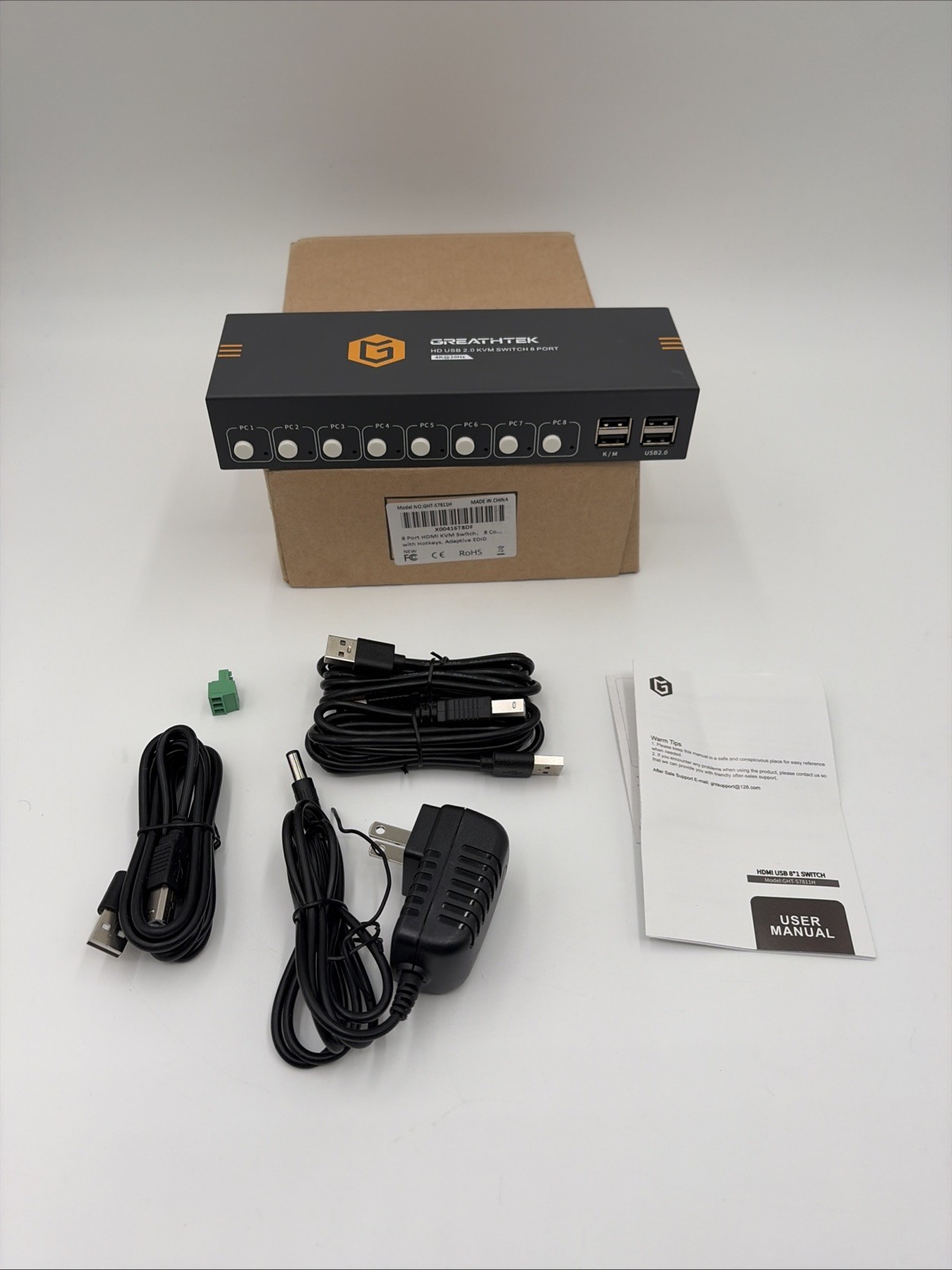 GREATHTEK HD USB 2.0 KVN SWITCH 8 PORT 4K@30Hz