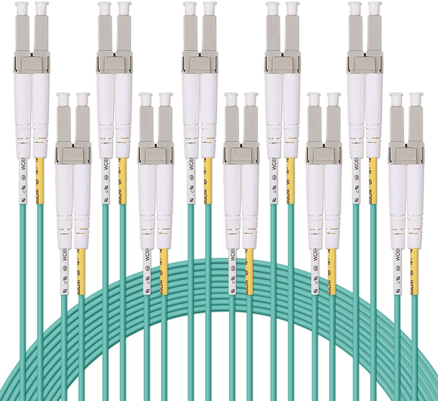 10-PACK OM3 LC to LC Fiber Patch Cable 50/125 LSZH Fiber Optic Cord 1~10 meters
