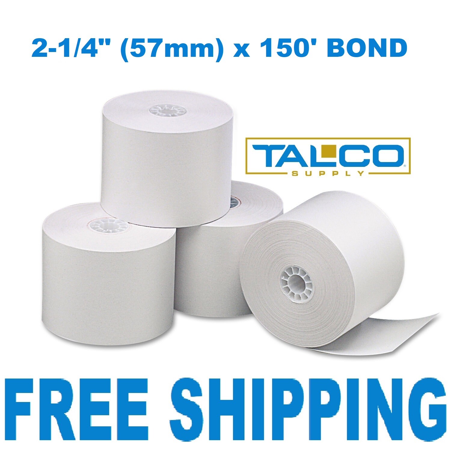 2-1/4" x 150' BOND CALCULATOR PAPER - 12 ROLLS  (FREE SHIPPING)