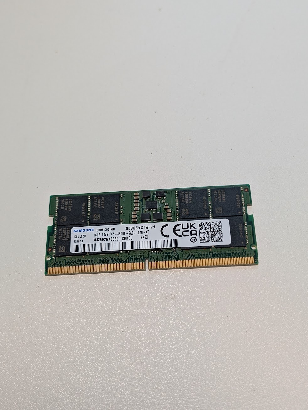 Samsung 16GB 1x16GB DDR5 4800 CL40 SO-DIMM Laptop Memory M425R2GA3BB0-CQK0L