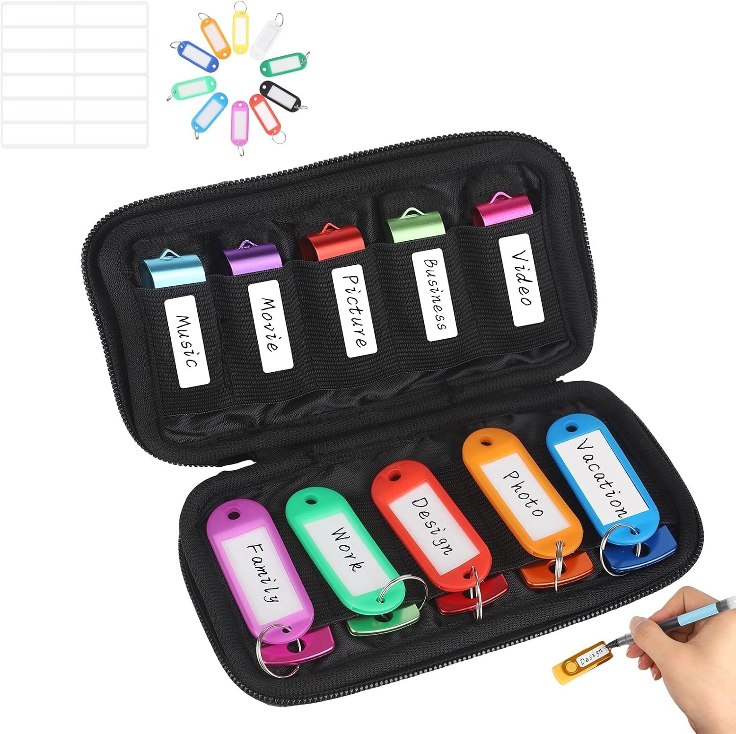 Elegant Neoprene USB Flash Drive Case with 10 Slots for Stylish Organization