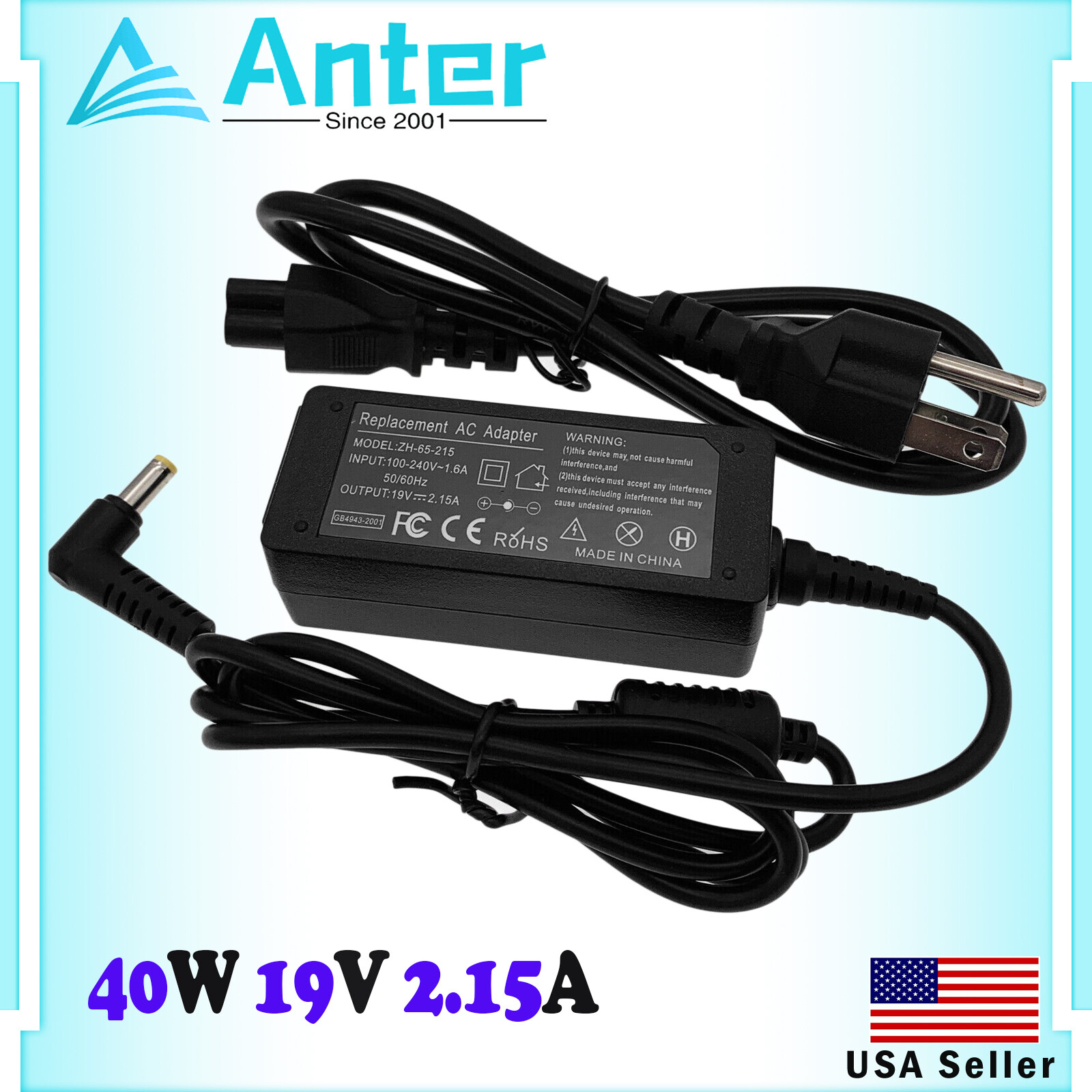 AC Adapter Charger Cord for Acer Aspire E5-521 E5-531 E5-571 E5-721 Laptop 40W