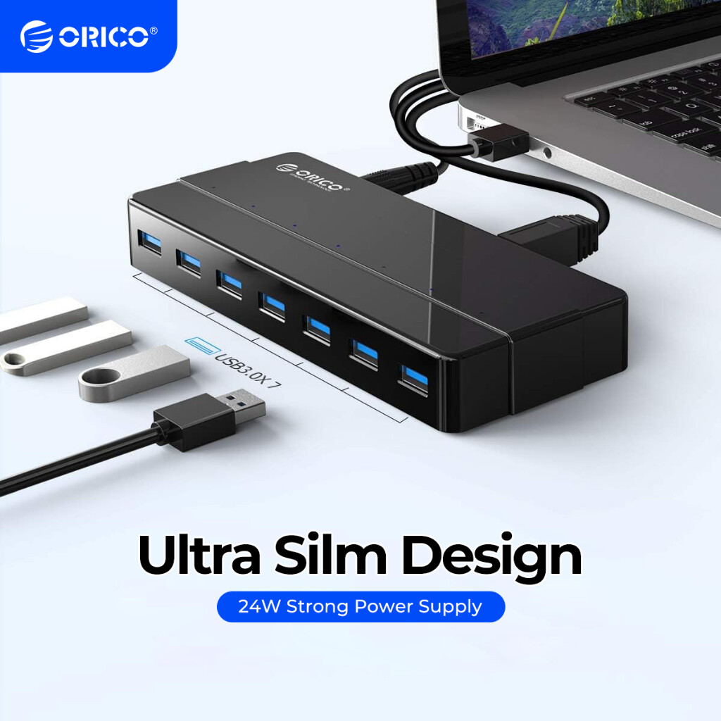ORICO USB3.0 HUB w/ Power Adapter USB Splitter OTG Adapter for Desktop Laptop PC