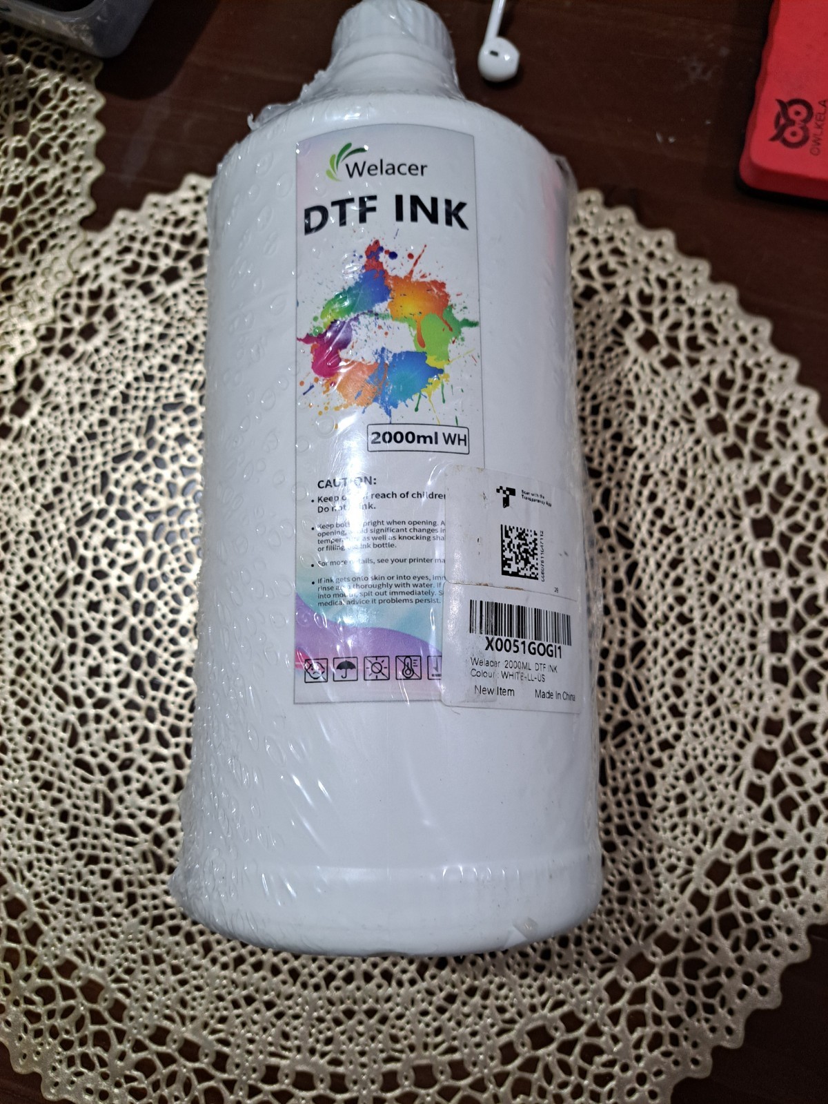 New Welacer DTF Ink White 2000ml Heat Transfer Ink Refill I3200 ET-8550 26.12.09