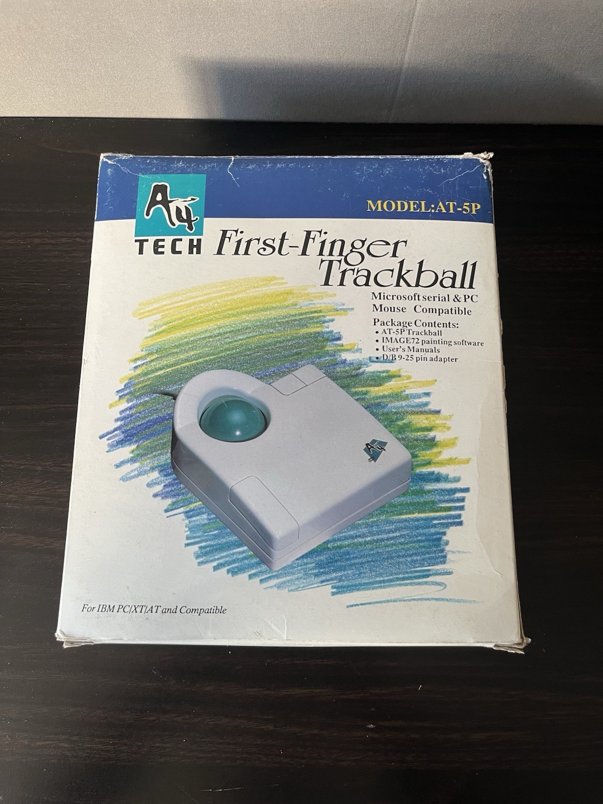 Vintage A4Tech AT-5P First-Finger Trackball Mouse PC Serial PS/2 Boxed