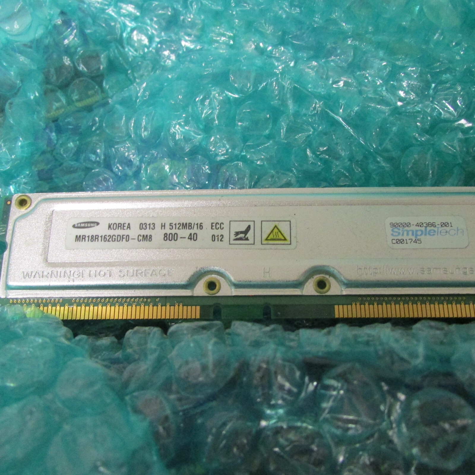 MR18R162GDF0-CM8,  SAMSUNG 512MB 16ECC RAMBUS Memory