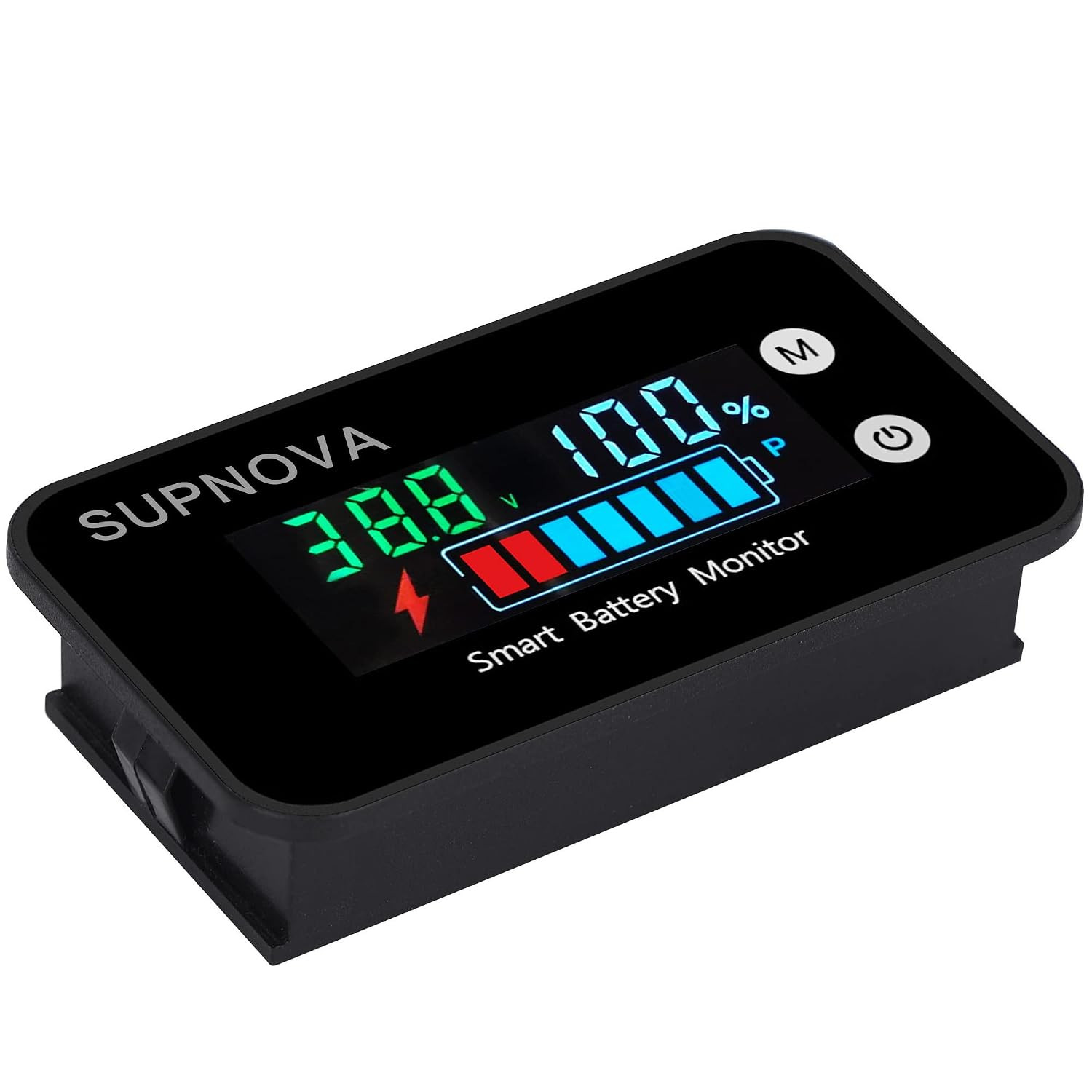 7-100V Battery Monitor, Color LCD with Temp &Buzzer Alarm | 12V 24V 36V 48V 60V