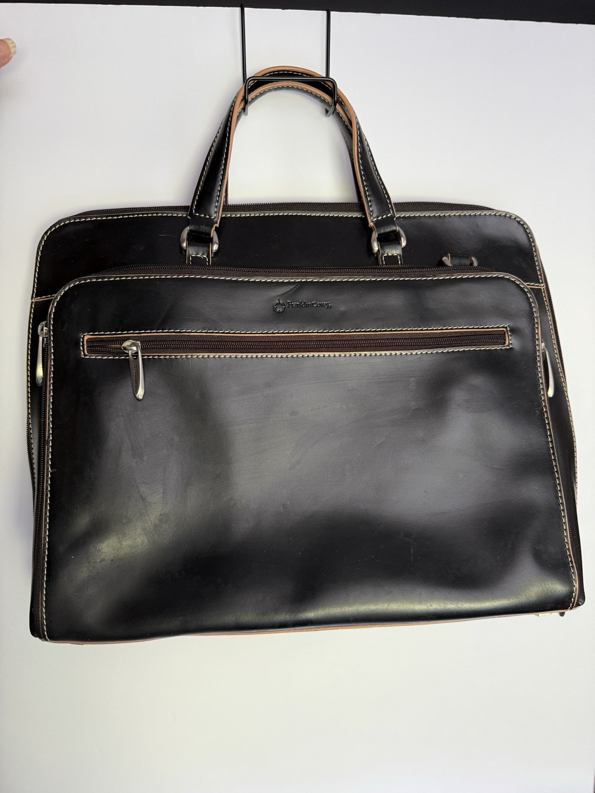 Vintage Franklin Covey Black Leather Laptop Briefcase 720455 Detachable Case