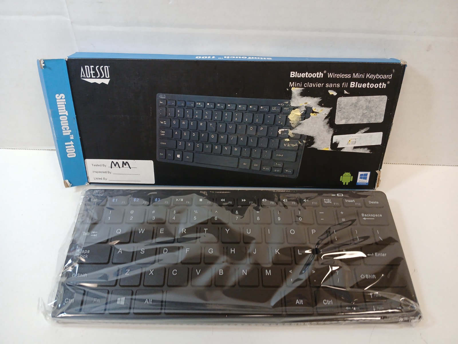 Adesso Bluetooth Wireless Mini Keyboard (WKB-1100BB), Black
