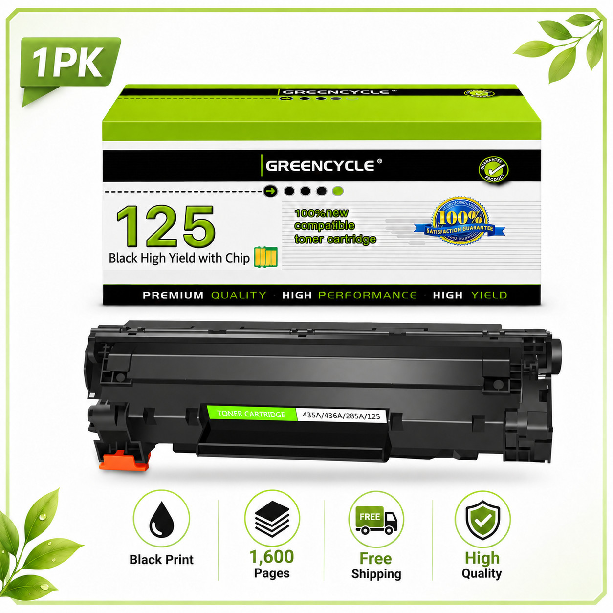 1x CRG125 3484B001AA Toner Cartridge Compatible for Canon 125 imageCLASS MF3010