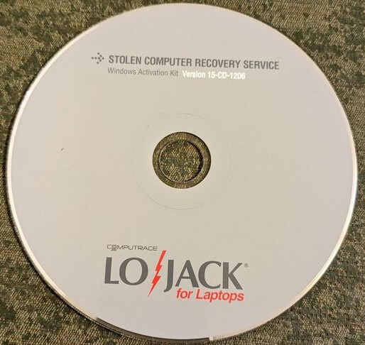 Computrace : LoJack for Laptops - rare PC software - disc only