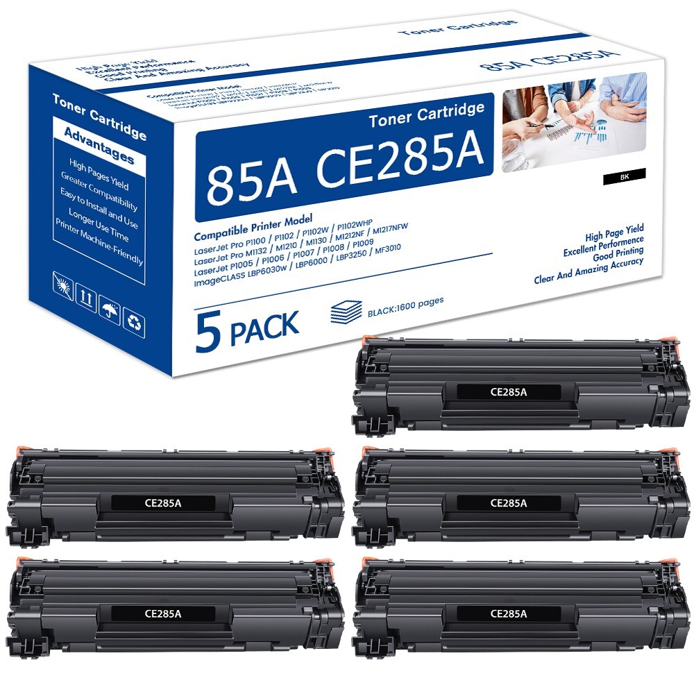 5PK CE285A Black Toner Compatible with HP LaserJet P1102 P1102W M1212 NF MFP