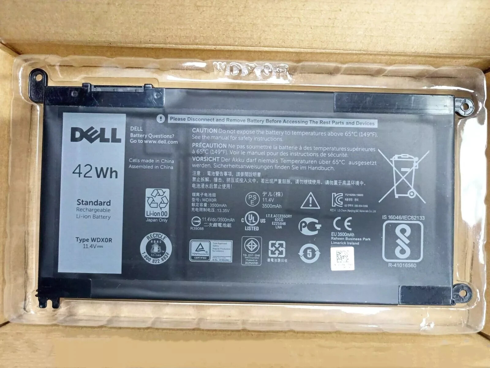 Genuine WDX0R Battery For Dell Inspiron 5567 5568 5368 7368 7569 7579 WDXOR 42Wh