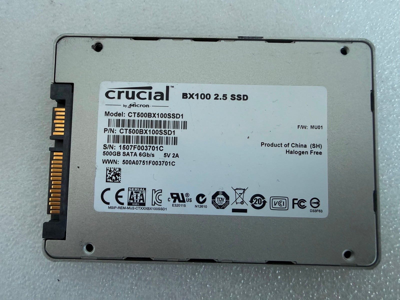 Crucial BX100 500GB 2.5-inch SATA 6Gb/s Internal SSD CT500BX100SSD1