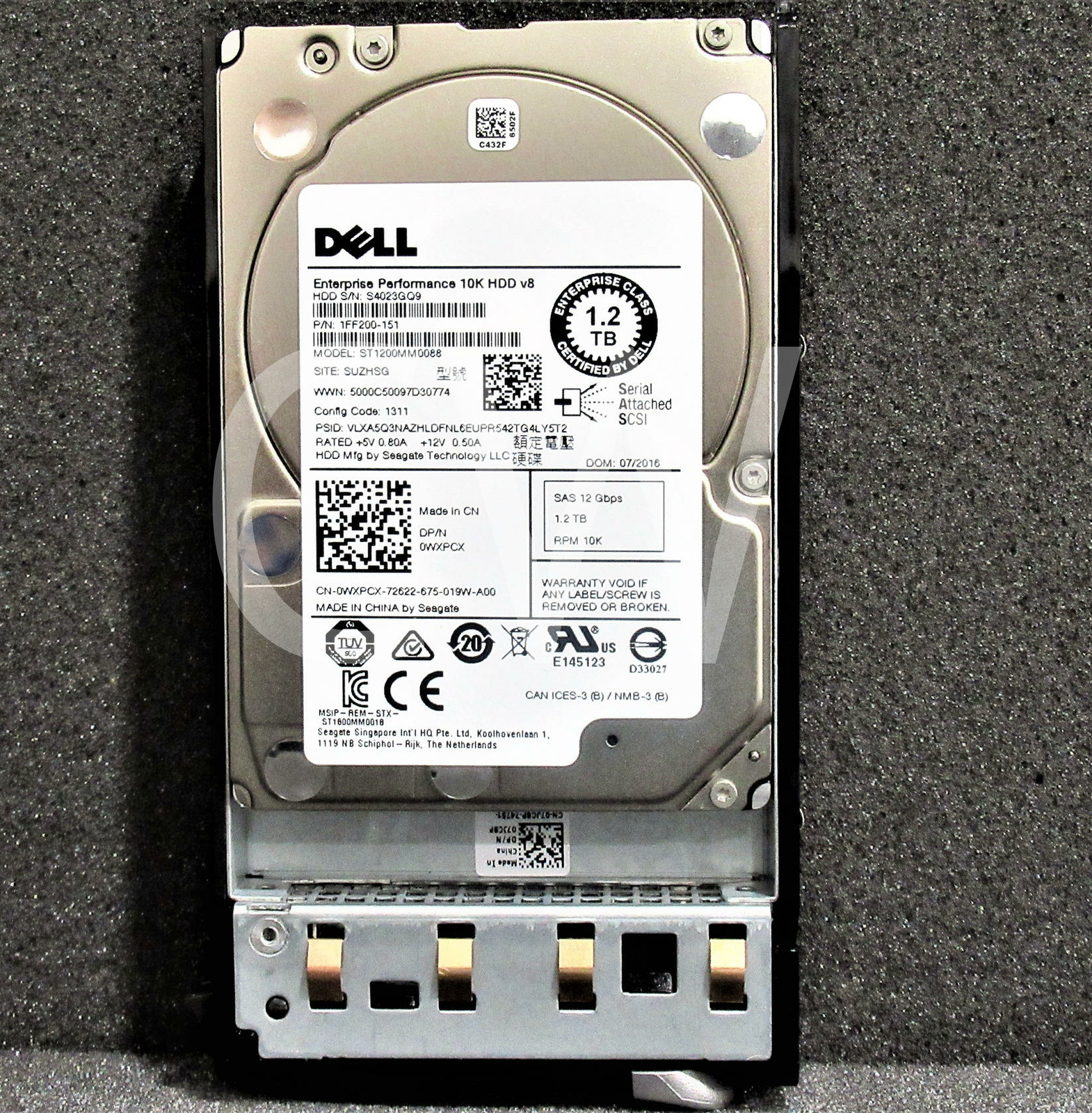0WXPCX WXPCX Dell ENTERPRISE 1.2TB 10K 12G 2.5" SAS Hard Drive W/C Tray