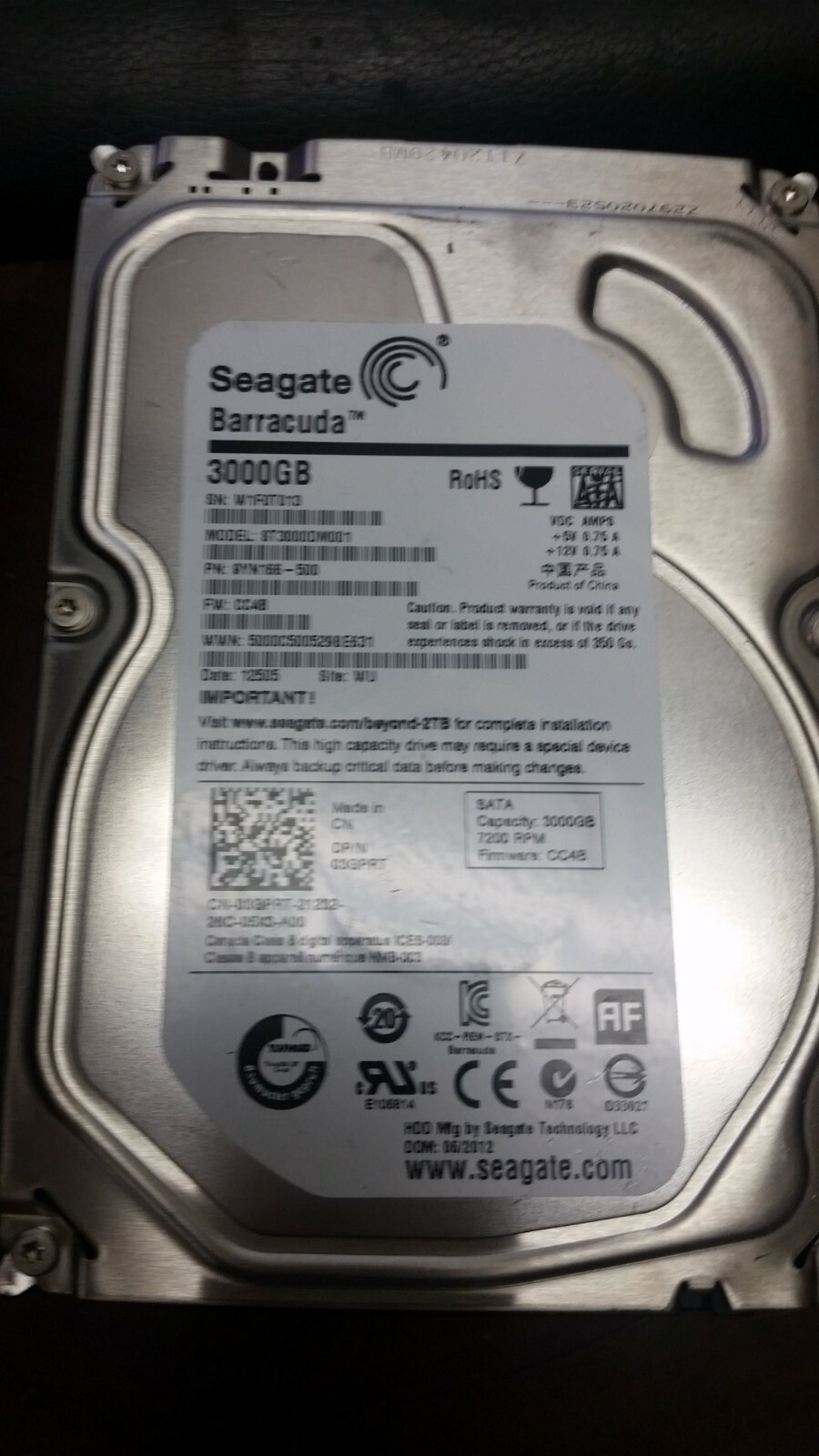 Dell 3GPRT 3TB SATA 7200RPM RPM 3.5" Hard Drive