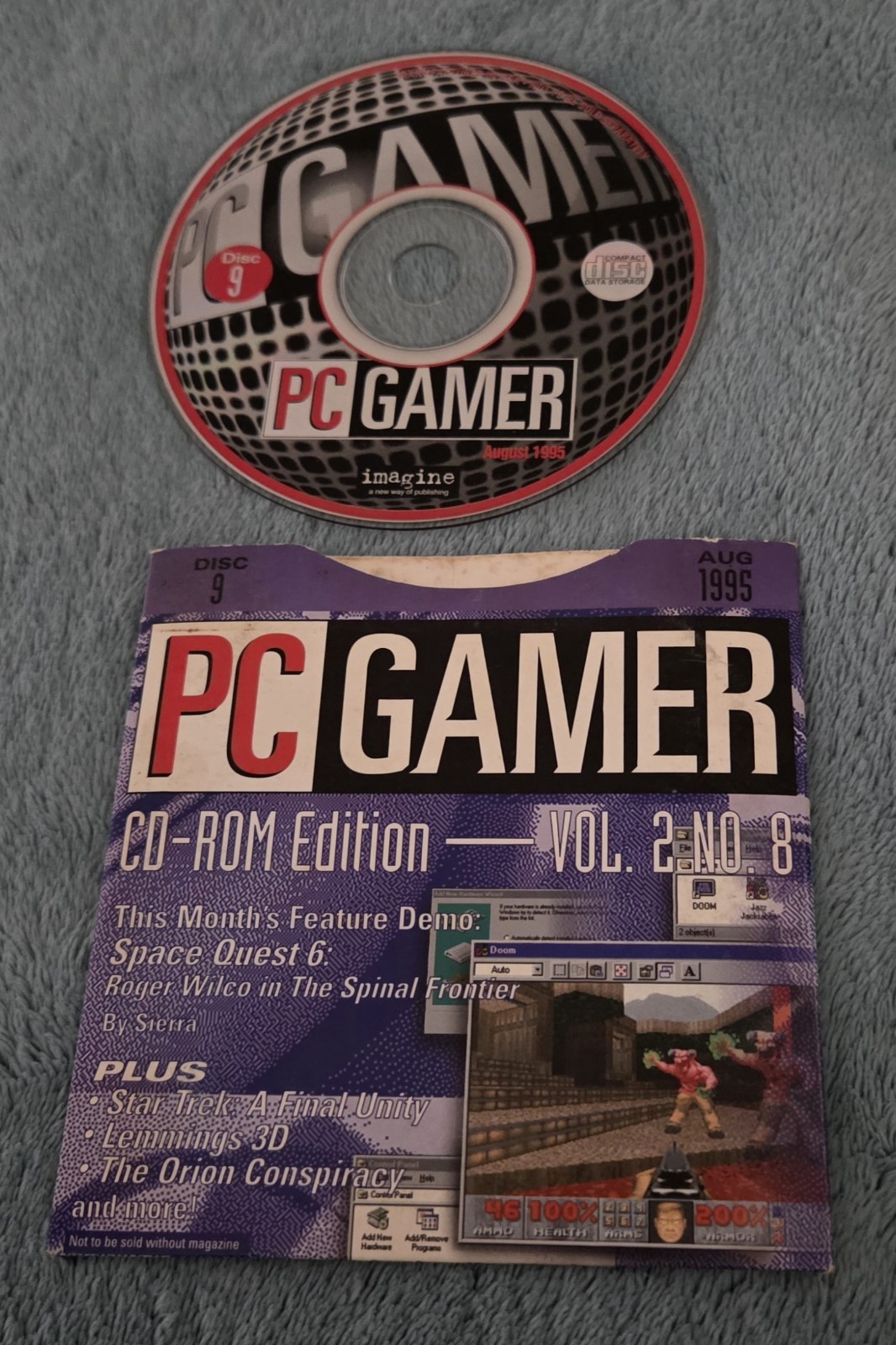 PC Gamer Magazine CD-Rom Disc 9 August 1995 Space Quest 6 Pc Game Demos