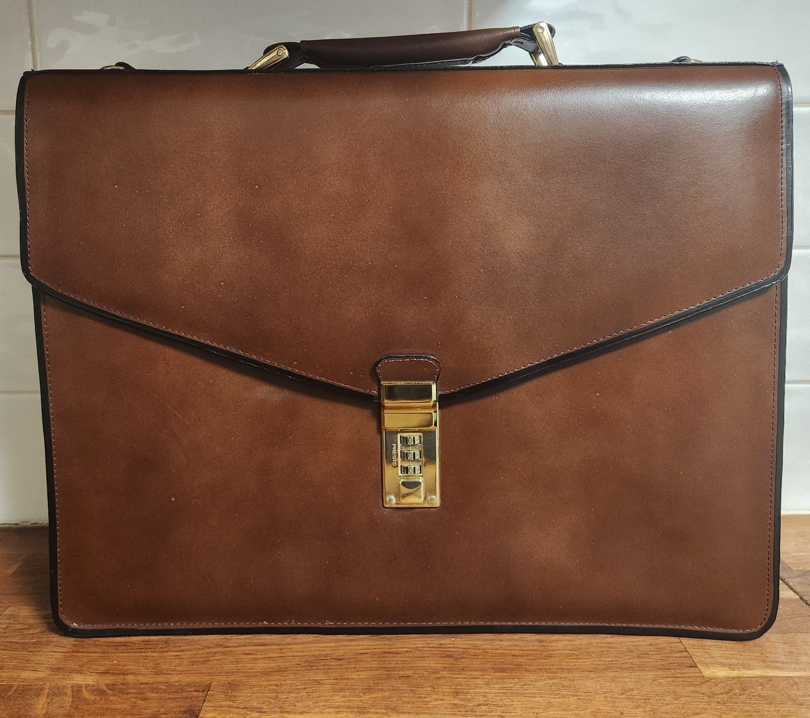 New MCKLEIN Genuine Leather Brown Briefcase Expandable Attache Case 