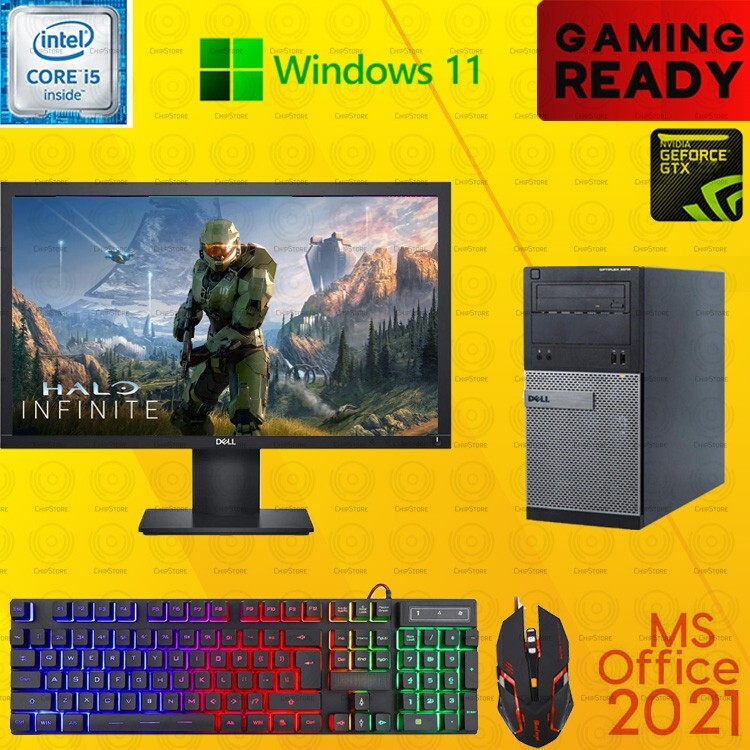 Dell i5 Gaming Desktop PC Computer Nvidia GTX 750Ti Win11 16GB 1TB 23" LCD
