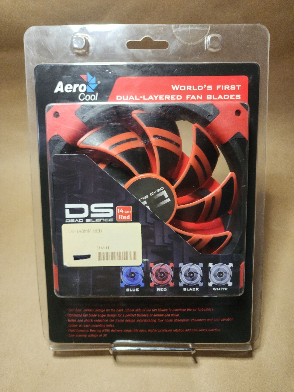 AeroCool Dead Silence 140mm Red Case Fan DS-140MM RED Dual-Layer Blades NIB