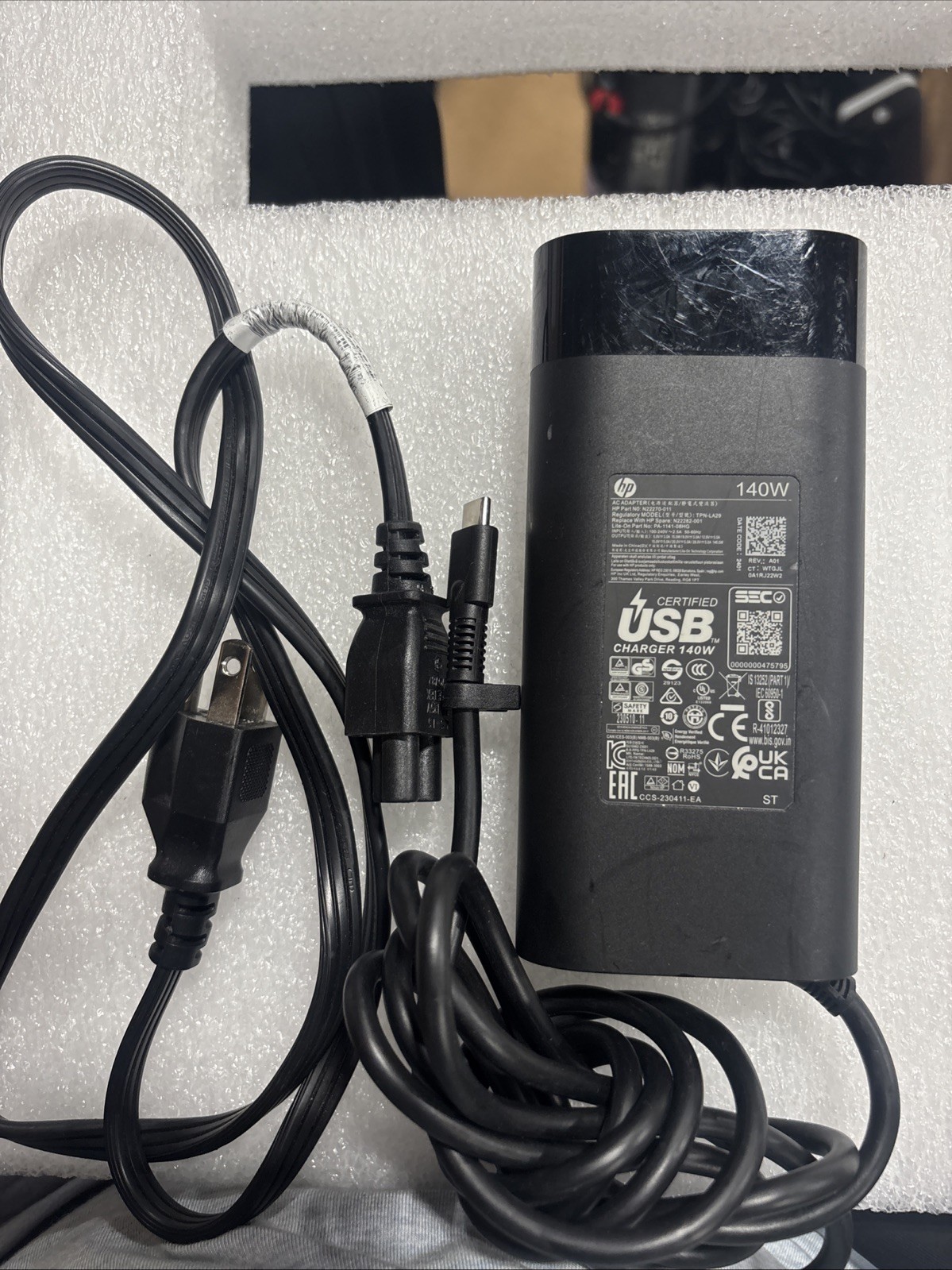 Genuine HP 140W USB C AC Charger N22282-001 N22270-013 TPN-DA29 With Cables