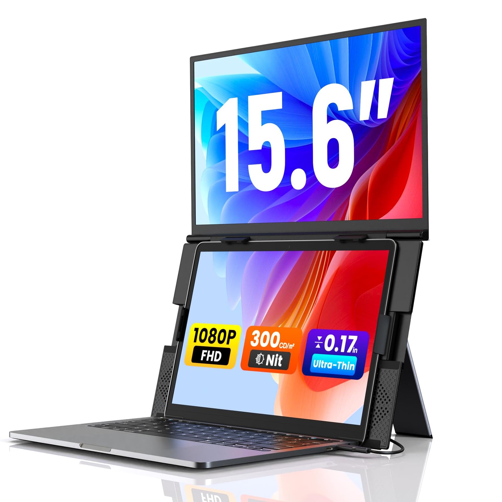 SMISEACOW Laptop Screen Extender 15.6" Portable Dual Monitor Neck-Friendly