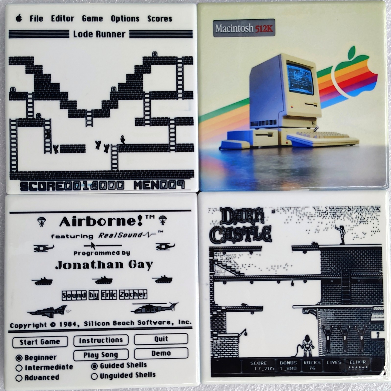 Apple Macintosh 512k -  Retro Computer Ceramic Coasters Set of 4 with Stand