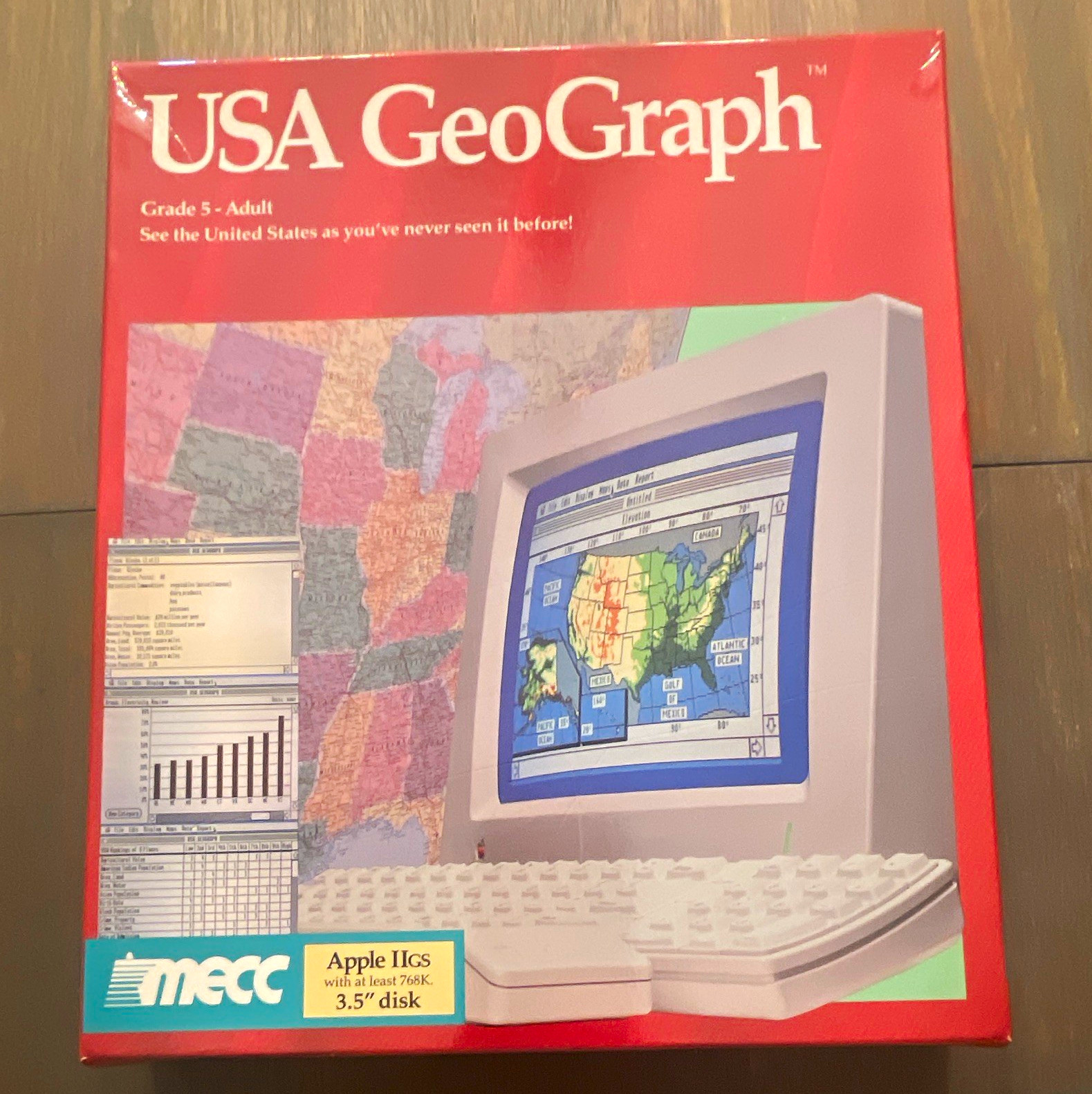 Vintage USA GeoGraph MECC Apple IIe Educational Software – Grades 5–Adult