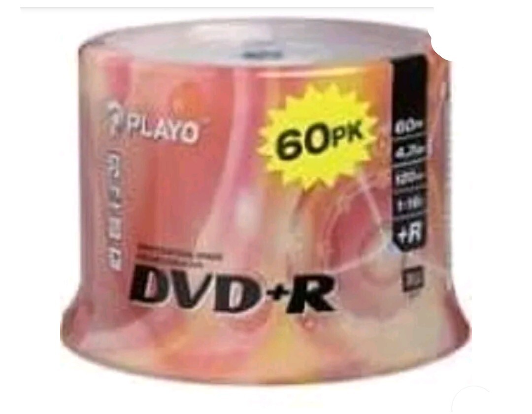 NEW Playo Blank DVD+R 4.7GB 120min 60 Pack Spindle DVD Recordable Discs 1-16x +R