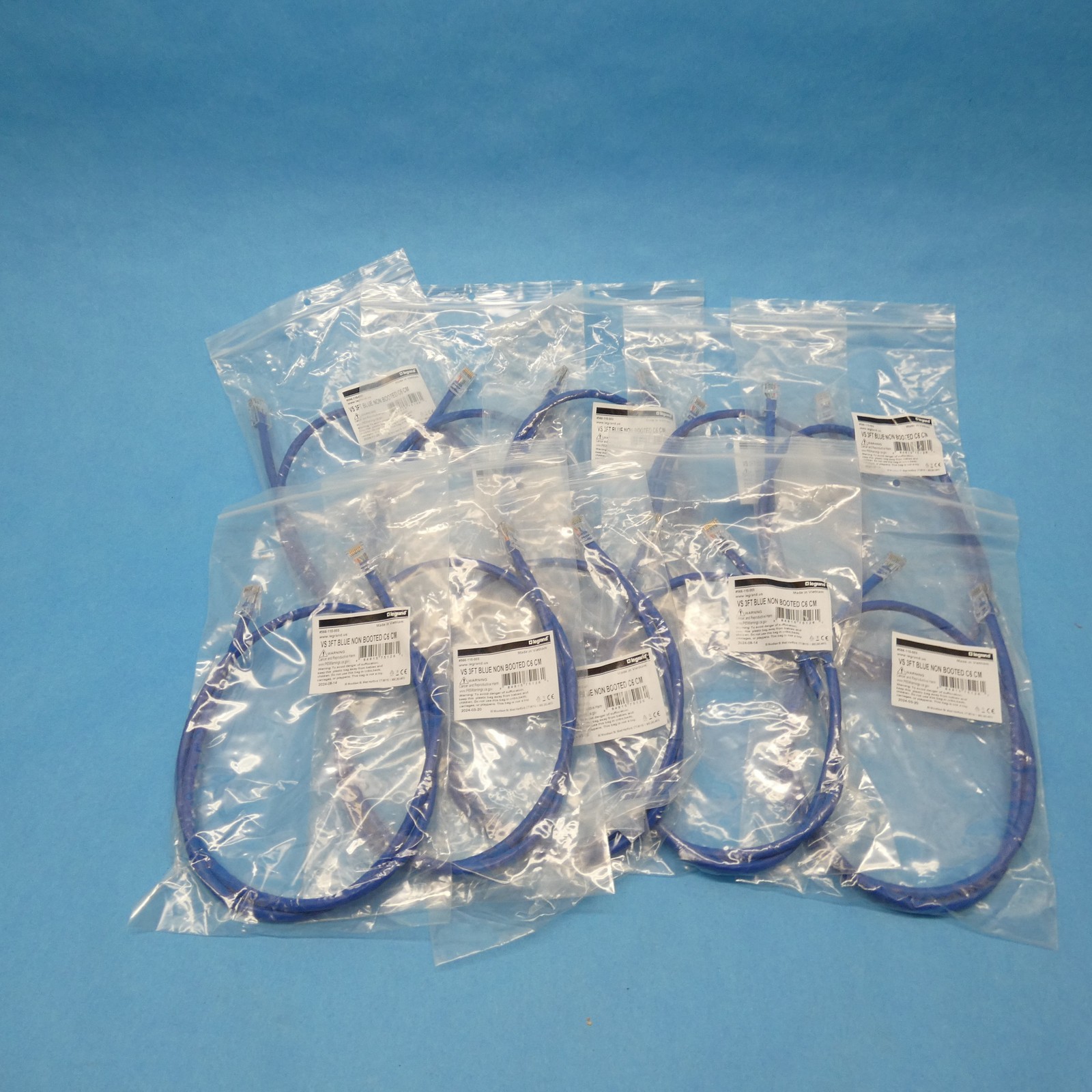 Legrand Quiktron 566-110-003 QTY 10 Cat 6 RJ45 Patch Cord Blue 3 FT