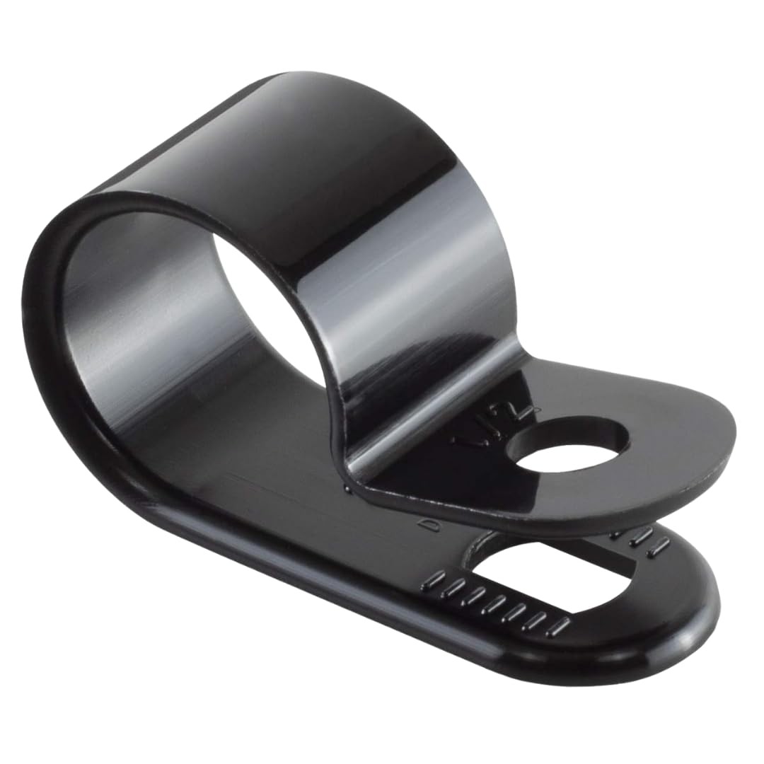 - Black Nylon Plastic Cable Clamps 1/2 Inch Screw Mount 100 Pack