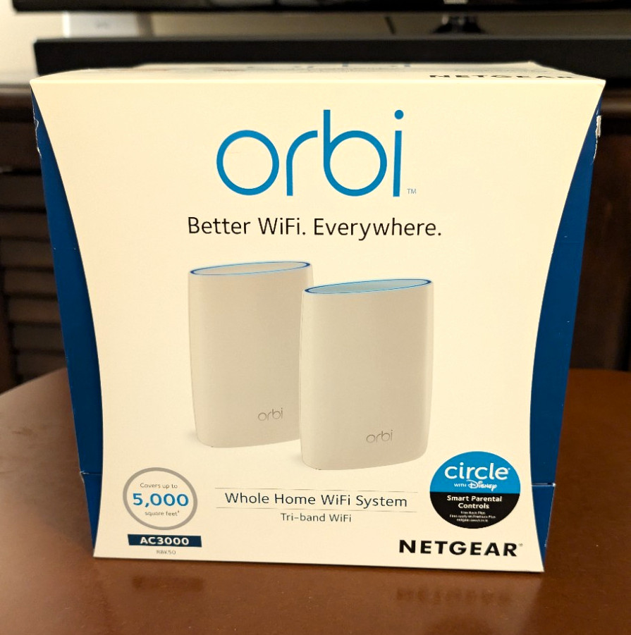 NETGEAR Orbi AC3000 Tri-Band Whole Home Mesh WiFi System RBK50 2-Pack White